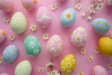 Happy Easter Eggs Basket happiness. Bunny in Good Friday service flower Garden. Cute 3d Bonnet easter rabbit illustration. Easter Seasonal card wallpaper color application