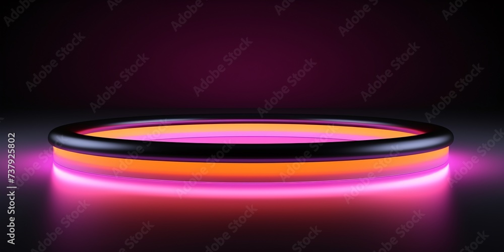 a black ring with yellow and purple lights a black ring with yellow and purple lights