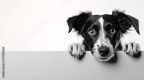 a dog with its paws on a white board © Dumitru