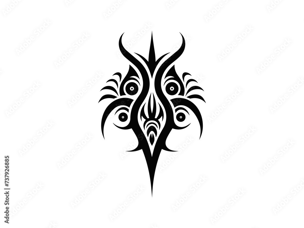 Obraz premium Minimalist tribal vector. Black and white color.