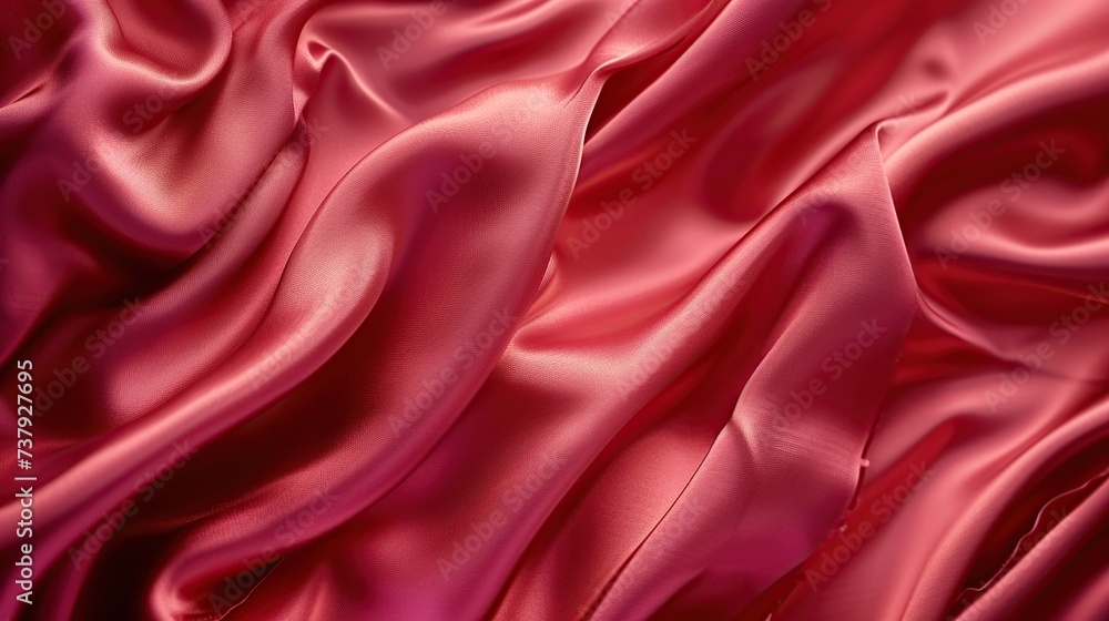 Obraz premium Luxurious red satin with elegant waves, creating a sense of romance and opulence. Ideal for fashion, romance, or luxury themes