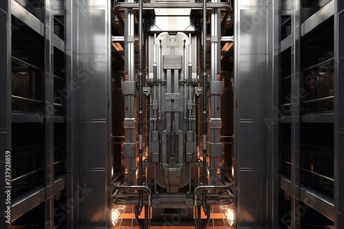 An open elevator shaft
