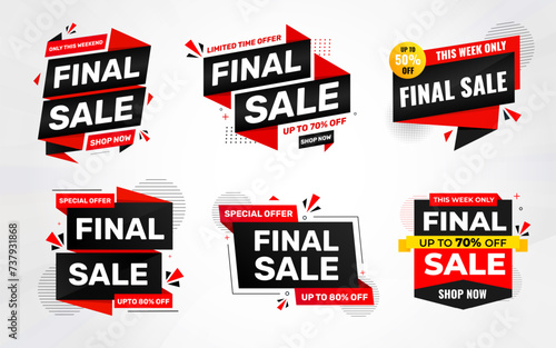 Final sale banner set template vector design, Special offer final sale, Limited offer final sale tag. Final Sale tag Discount template for marketing promotion