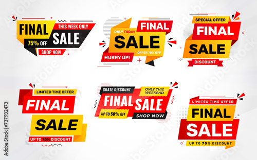 Final sale banner set template vector design, Special offer final sale, Limited offer final sale tag. Final Sale tag Discount template for marketing promotion