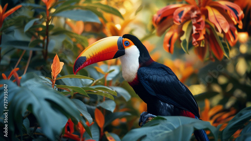 A vibrant toucan amidst tropical foliage © UMAR SALAM
