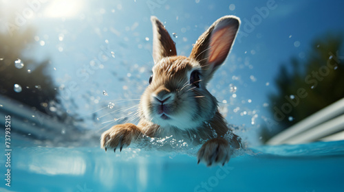 Rabbit swimming