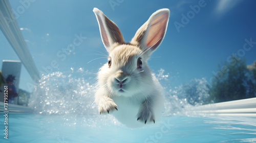 Rabbit swimming