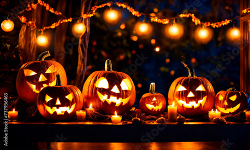beautiful background with Halloween decor. Selective focus.