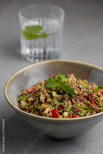 Tabbouleh salad with quinoa, parsley and mint .quinoa salad