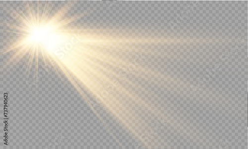 Light Vector with Sun Glare. Sun, Sunrays, and Glare in PNG Format. Gold Flare and Glare.	
