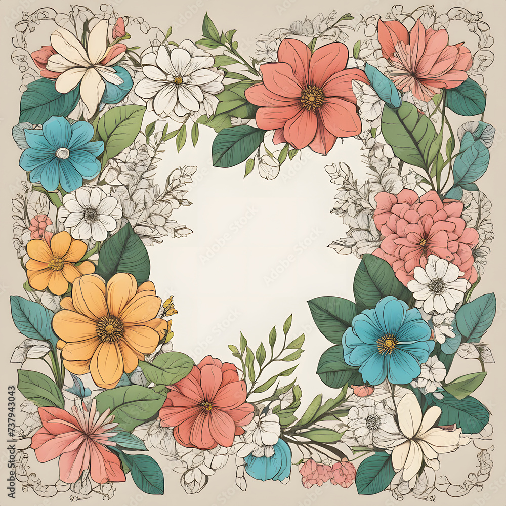 Colorful flower frame background. Colorful flower frame background.