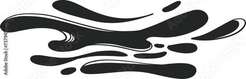 Black water splash. Abstract wet splatter drop for tattoo design, river wave ripple stain splash simple marine environment doodle. Vector isolated. Different dirt or ink shape