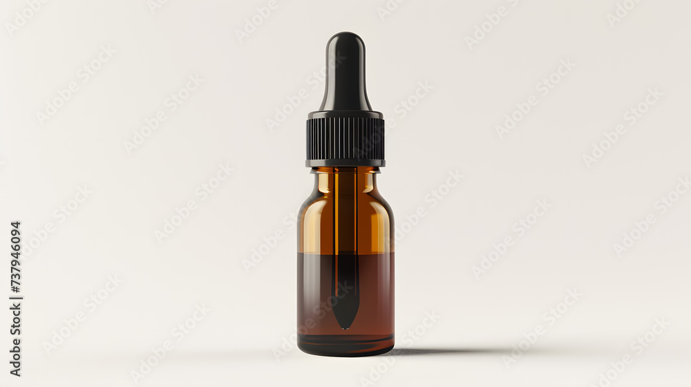 Blank bottle of a beard oil mockup on white background