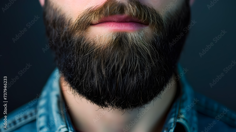 Obraz premium A closeup photo of a man with thick black beard