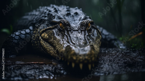 Closeup reptile alligator