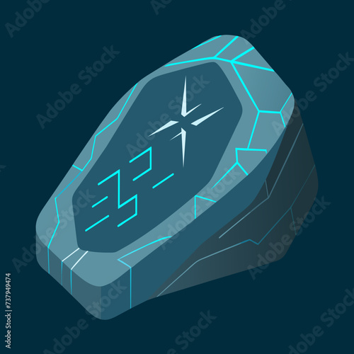 Technological runes etched into digital stone vektor illustation