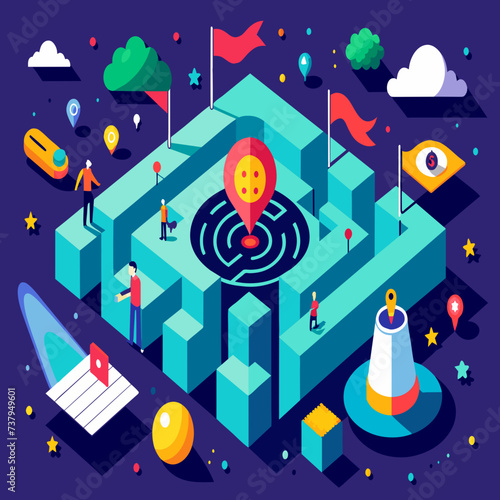 Technological labyrinth concealing hidden secrets vektor illustation