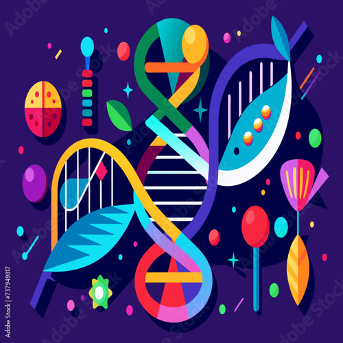 Abstract DNA art with elements of surrealism vektor illustation