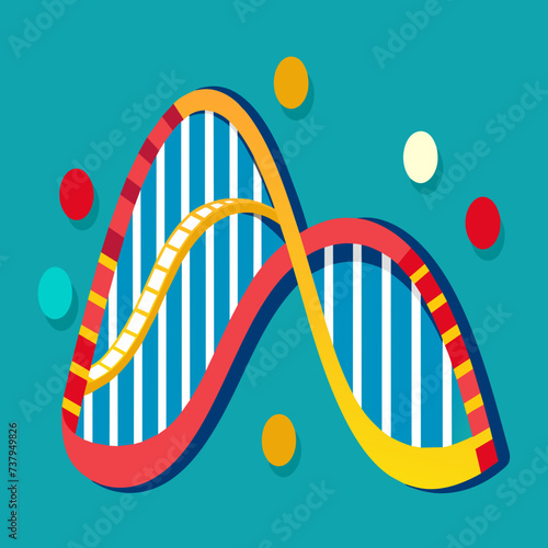 DNA double helix as the path of a roller coaster vektor illustation