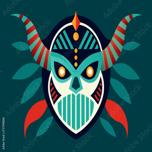 DNA structure integrated into a tribal mask design vektor illustation