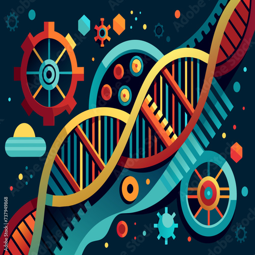 Abstract DNA art with a steampunk-inspired aesthetic vektor illustation