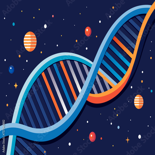 DNA helix merging with a starry night sky vektor illustation