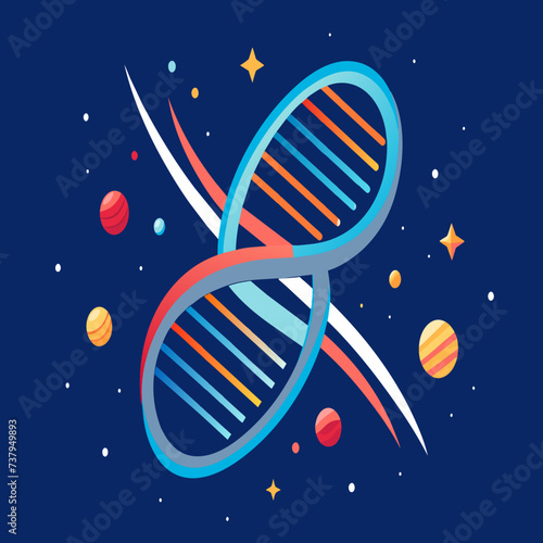 DNA helix intertwined with a vortex of energy vektor illustation