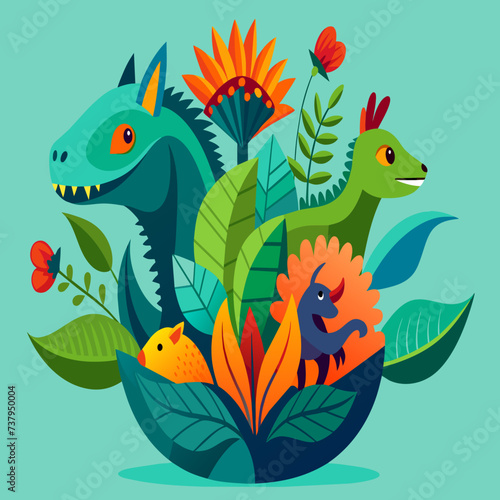 A surreal fusion of plant and animal features vektor illustation