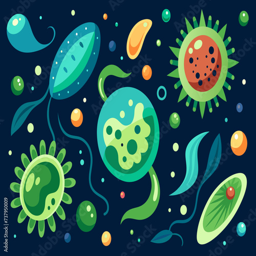 Organic shapes resembling microscopic plankton vektor illustation