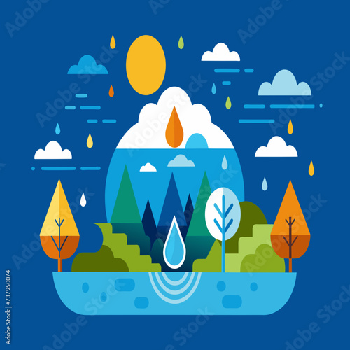 Minimalist representations of the water cycle vektor illustation