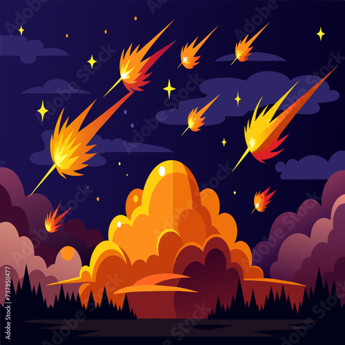 Explosions lighting up the night sky vektor illustation