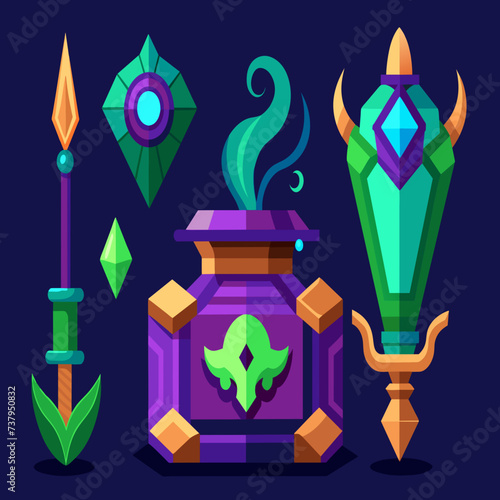 A warlock's cursed artifacts vektor illustation