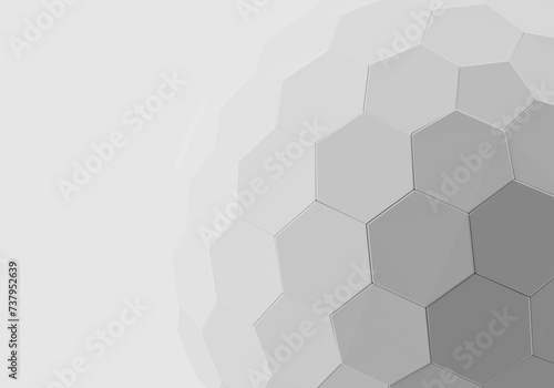 Fototapeta Naklejka Na Ścianę i Meble -  white hexagonal tessellated 3d mesh sphere object background 