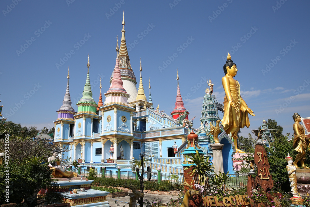 Wat Santi Nikhon (Samakkhi Tham): Buddhist temple, Ko Kha District, Lampang, Thailand. Religious traditional national Thai architecture. Beautiful landmark, architectural monument, sight, sightseeing