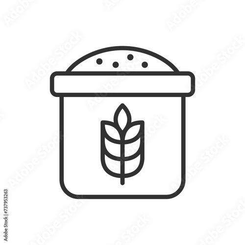 Bag of flour, linear icon. Line with editable stroke