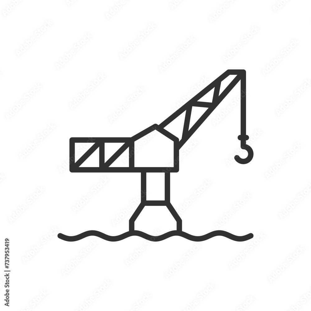 Sea crane, linear icon. Line with editable stroke
