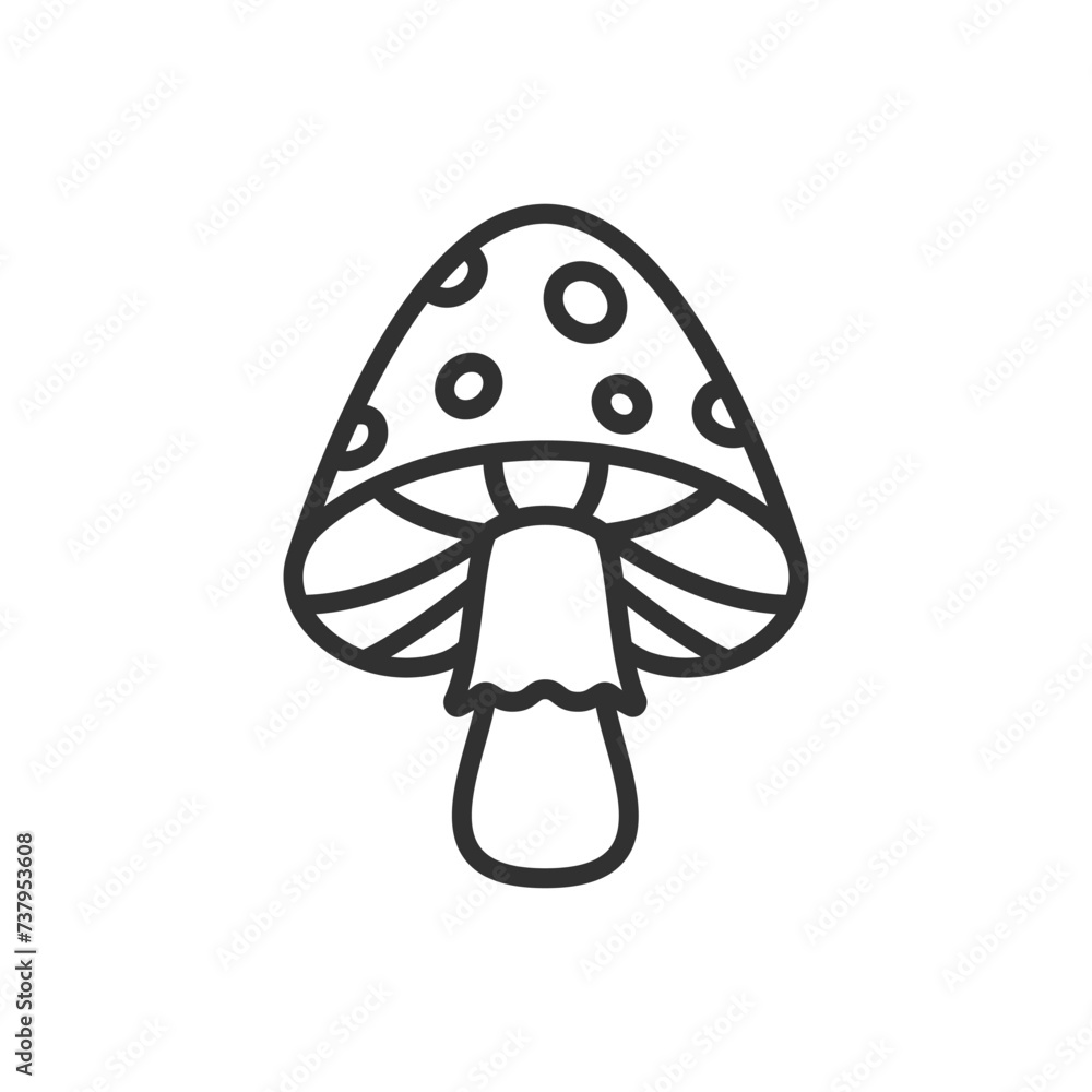 Fly agaric, mushroom, linear icon. Line with editable stroke Fly agaric, mushroom, linear icon. Line with editable stroke