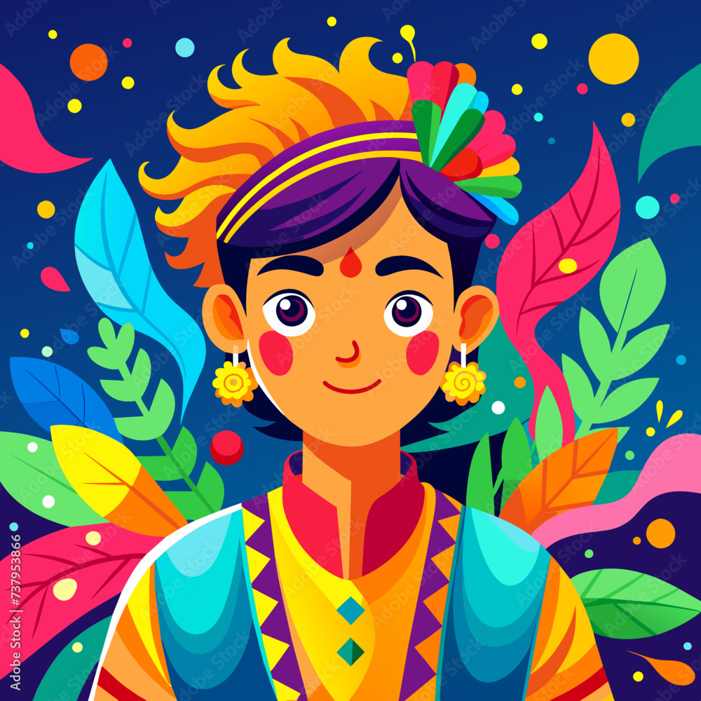 Happy Holi Human Colors Illustration