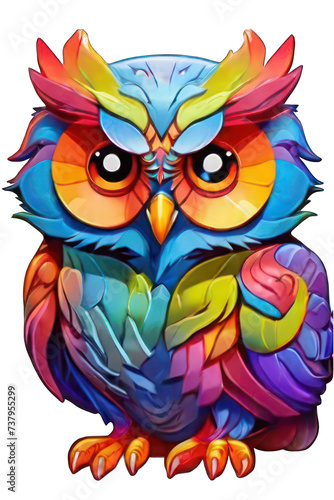 Vibrant Rainbow Cartoon Owl