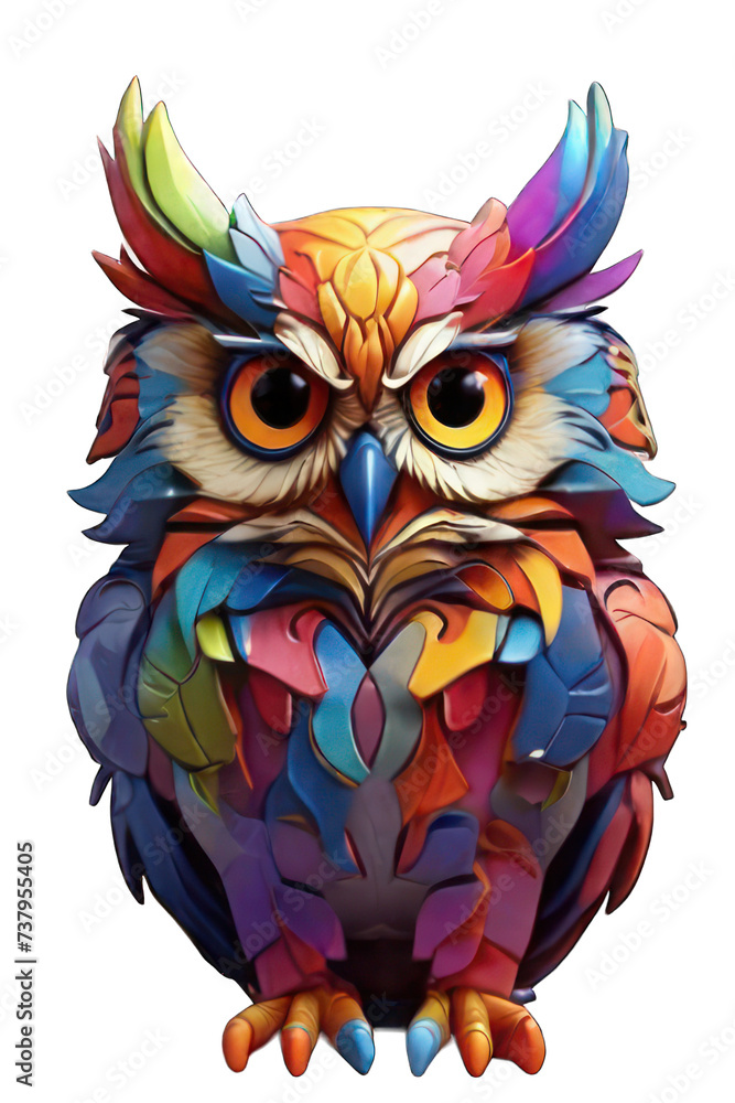 Fototapeta premium Vibrant Rainbow Cartoon Owl