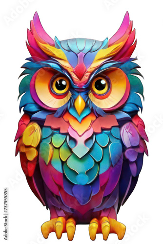 Vibrant Rainbow Cartoon Owl