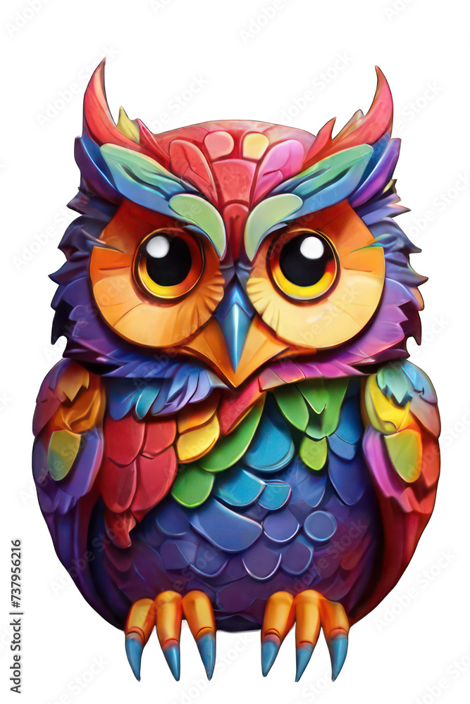 Vibrant Rainbow Cartoon Owl Vibrant Rainbow Cartoon Owl