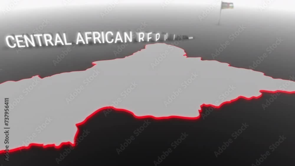 3d animated map of Central African Republic gets hit and fractured by the text “War” 3d animated map of Central African Republic gets hit and fractured by the text “War”