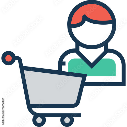 An icon of shopping flat vector