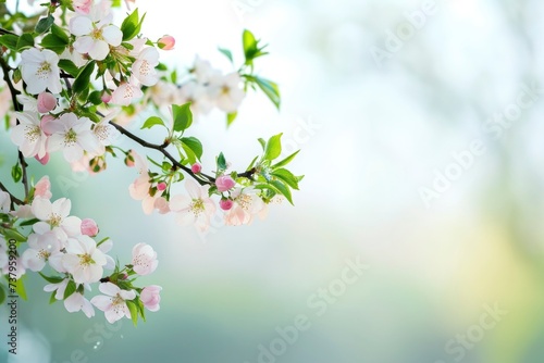 Blushing Blossoms on Branches with Soft Light Backdrop.