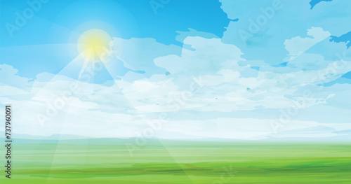 Day 4-God Created The Sun. Sun is shining. Sunny day vector illustration.  
