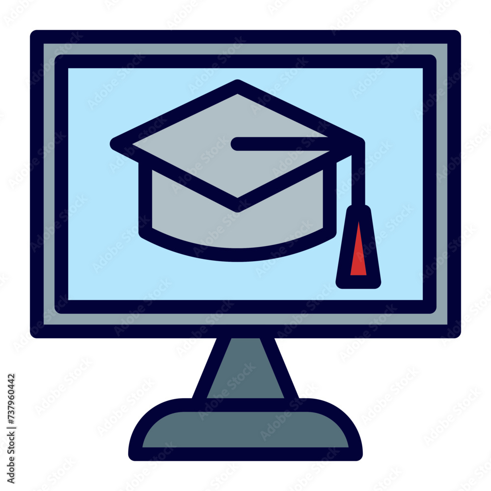 Online Education Line Filled Icon Online Education Line Filled Icon