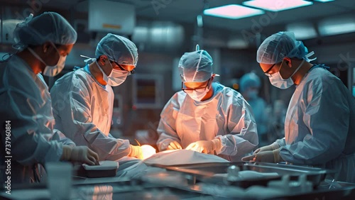 A group of surgeon operating patient at emergency room photo