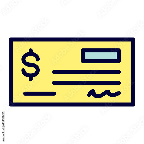 Bank check Line Filled Icon 