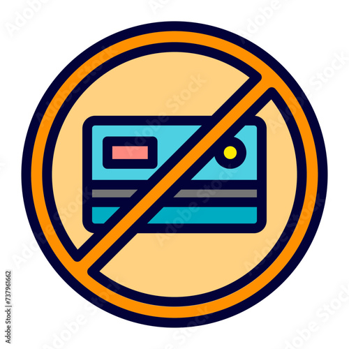 No Credit Card Line Filled Icon  photo